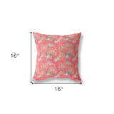 16” Salmon Red Roses Indoor Outdoor Throw Pillow