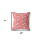 26” Salmon Red Roses Indoor Outdoor Throw Pillow