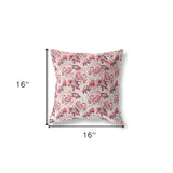 16” Red White Roses Indoor Outdoor Throw Pillow