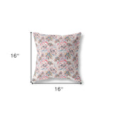 16” Lavender Pink Roses Indoor Outdoor Throw Pillow