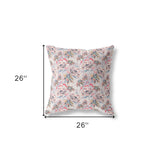 26” Lavender Pink Roses Indoor Outdoor Throw Pillow