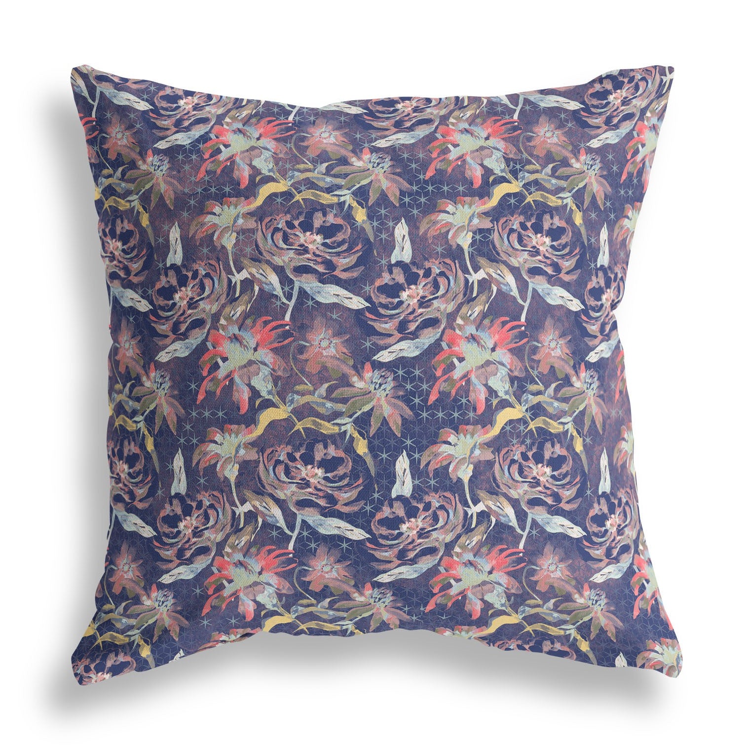 16” Midnight Blue Roses Indoor Outdoor Throw Pillow