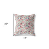 18” Light Green Red Roses Indoor Outdoor Throw Pillow