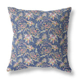 16” Blue Yellow Roses Indoor Outdoor Throw Pillow