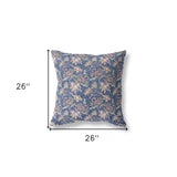 18” Blue Yellow Roses Indoor Outdoor Throw Pillow