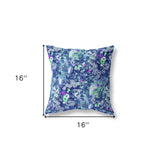 16" Purple Blue Springtime Indoor Outdoor Throw Pillow