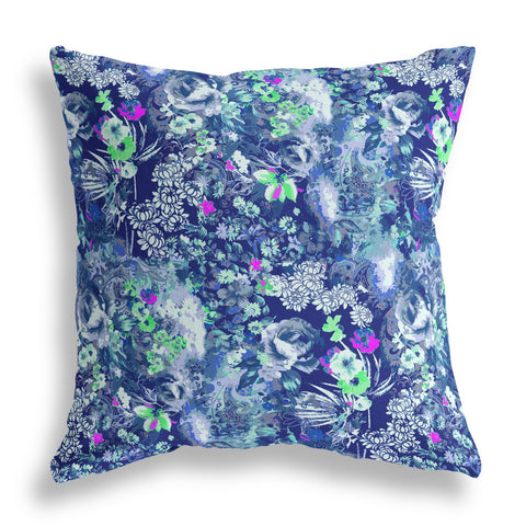 16" Purple Blue Springtime Indoor Outdoor Throw Pillow