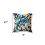 20" Orange Blue Springtime Indoor Outdoor Throw Pillow