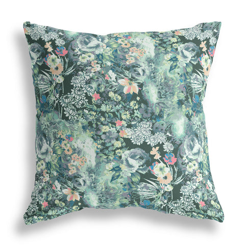 16" Green Black Springtime Indoor Outdoor Throw Pillow