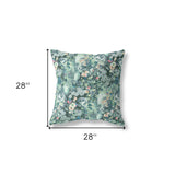 26" Green Black Springtime Indoor Outdoor Throw Pillow