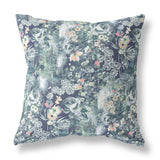 18" Gray Indigo Springtime Indoor Outdoor Throw Pillow