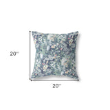 18" Gray Indigo Springtime Indoor Outdoor Throw Pillow