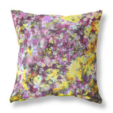 16" Purple Yellow Springtime Indoor Outdoor Throw Pillow