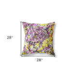 18" Purple Yellow Springtime Indoor Outdoor Throw Pillow