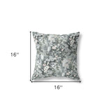 16" Gray White Springtime Indoor Outdoor Throw Pillow