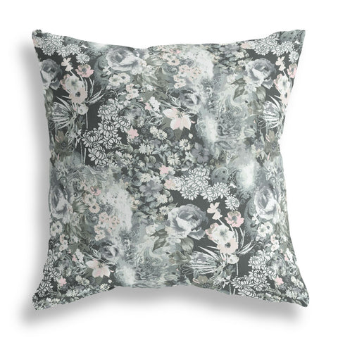 16" Gray White Springtime Indoor Outdoor Throw Pillow