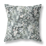 20" Gray White Springtime Indoor Outdoor Throw Pillow