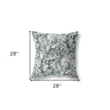 20" Gray White Springtime Indoor Outdoor Throw Pillow