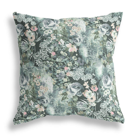 16" Green Gray Springtime Indoor Outdoor Throw Pillow