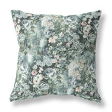 18" Green Gray Springtime Indoor Outdoor Throw Pillow