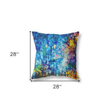 18" Bright Blue Yellow Springtime Indoor Outdoor Throw Pillow