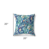 26" Blue Turquoise Springtime Indoor Outdoor Throw Pillow