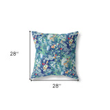 26" Blue Turquoise Springtime Indoor Outdoor Throw Pillow