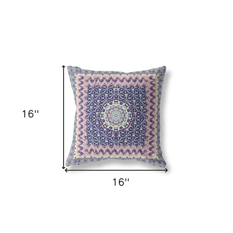 16” Pink Indigo Holy Floral Indoor Outdoor Throw Pillow