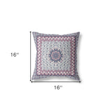 16” Pink Gray Holy Floral Indoor Outdoor Throw Pillow