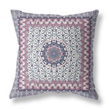 20” Pink Gray Holy Floral Indoor Outdoor Throw Pillow