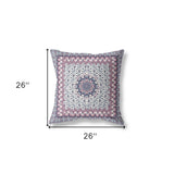 20” Pink Gray Holy Floral Indoor Outdoor Throw Pillow