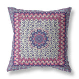 16” Magenta Indigo Holy Floral Indoor Outdoor Throw Pillow