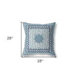 18” Blue White Holy Floral Indoor Outdoor Throw Pillow