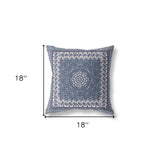 18” Indigo White Holy Floral Indoor Outdoor Throw Pillow