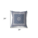 18” Indigo White Holy Floral Indoor Outdoor Throw Pillow