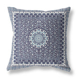 18” Slate Blue Holy Floral Indoor Outdoor Throw Pillow