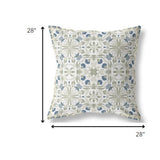 20” White Green Paisley Indoor Outdoor Throw Pillow