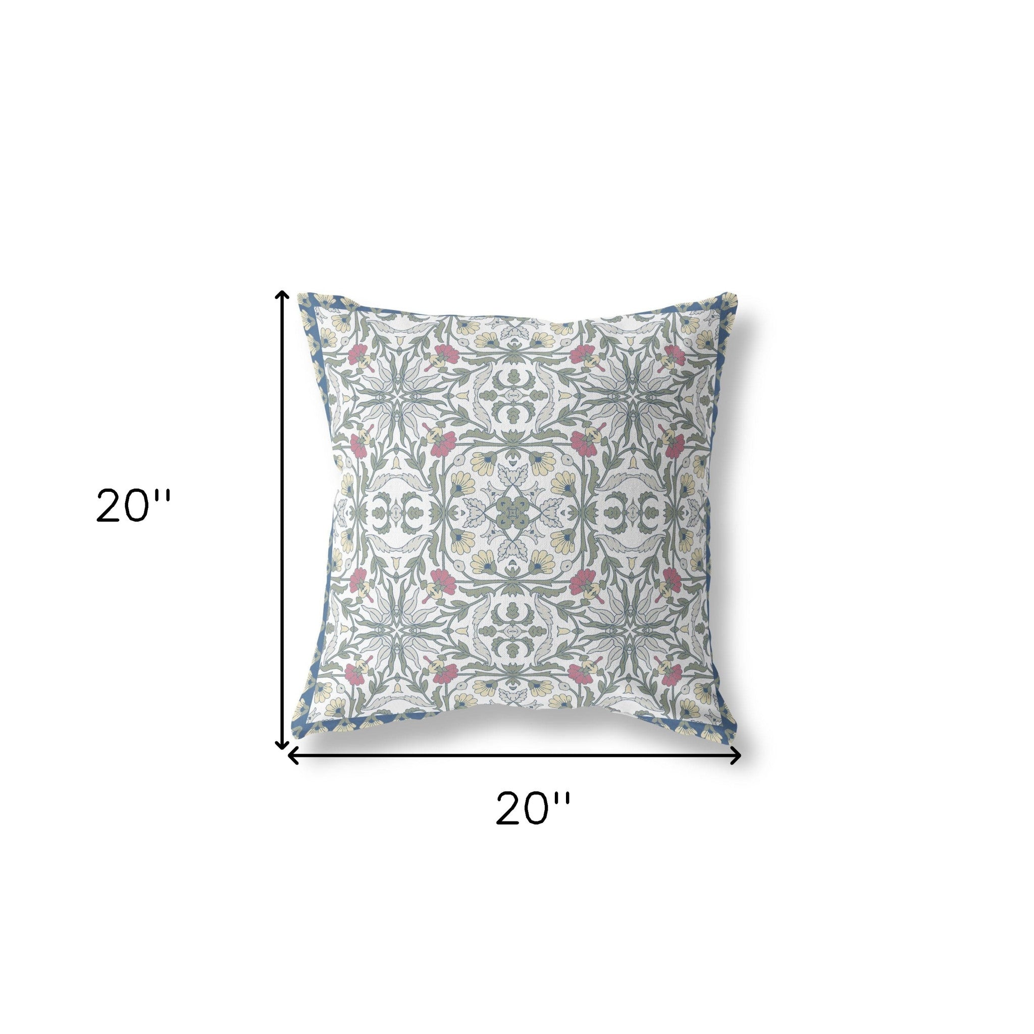 20” Pink Sage Paisley Indoor Outdoor Throw Pillow