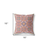 16” Magenta Orange Paisley Indoor Outdoor Throw Pillow