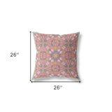 18” Magenta Orange Paisley Indoor Outdoor Throw Pillow