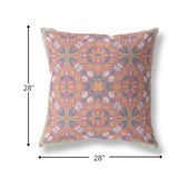 18” Magenta Orange Paisley Indoor Outdoor Throw Pillow