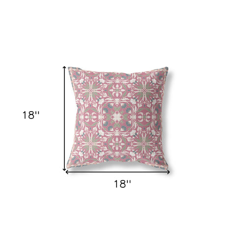 20” Magenta White Paisley Indoor Outdoor Throw Pillow