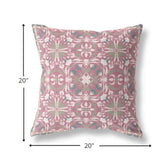 20” Magenta White Paisley Indoor Outdoor Throw Pillow