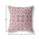 20” Magenta White Paisley Indoor Outdoor Throw Pillow