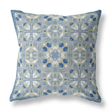 16” Gray Indigo Paisley Indoor Outdoor Throw Pillow