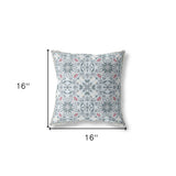 16” Powder Blue Paisley Indoor Outdoor Throw Pillow