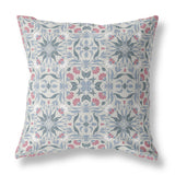 20” Pink Gray Paisley Indoor Outdoor Throw Pillow