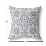 20” Pink Gray Paisley Indoor Outdoor Throw Pillow