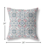 20” Pink Gray Paisley Indoor Outdoor Throw Pillow