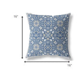 16” Blue Gray Paisley Indoor Outdoor Throw Pillow